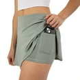 thumbnail image 4 of YITTY Active Women's Ultraluxe High-Waist Tennis Skirt with Built-in Shorts, Athleisure, 4-Way-Stretch, Built-in Shorts, Sage Grey, L, 4 of 7