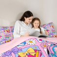 thumbnail image 5 of Manfei Cute Cartoon Daisy 7-Piece Twin Bedding,Colorful Kawaii Schoolbag Bedding Comforter Set,Pink Reversible, 5 of 7