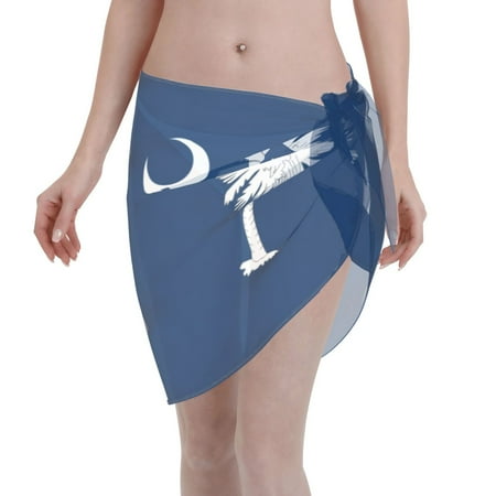 Womens South Carolina Flag Coverups Beach Short Sarong Sheer Chiffon Cover Up Bikini Wraps