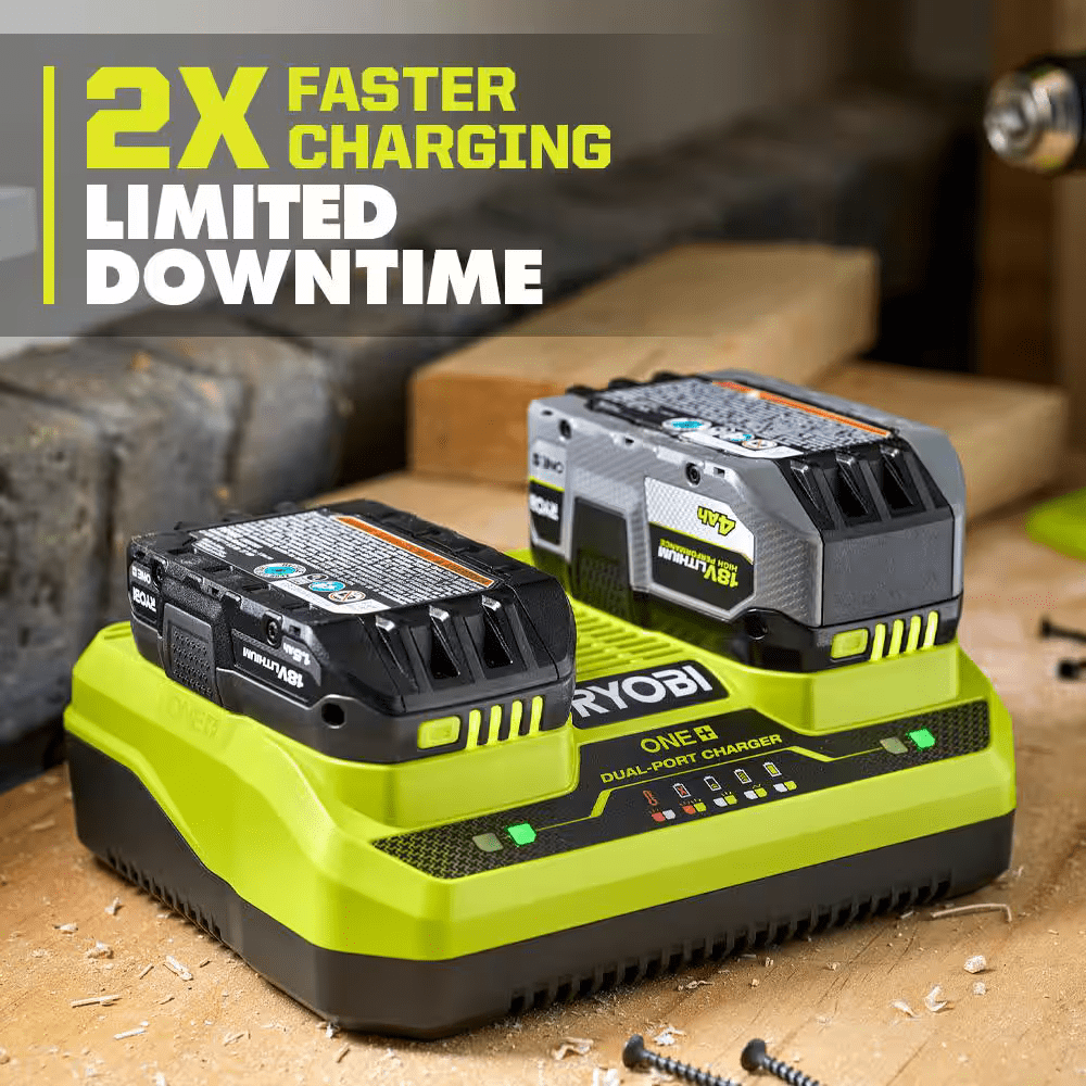Ryobi ONE+ 18V Starter Kit - 2x 4.0Ah Batteries, 1x 2.0Ah Battery, Dual Charger