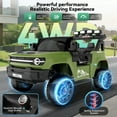 thumbnail image 3 of Farmdex 24V Ride on Toys with Remote Control, 2 XL Seater Electric Truck Car for Kids w/ 22'' Large Seat, 4WD/2WD Switchable, Powered Ride on Cars w/ Bluetooth, LED Lights, 3 Speeds, 4 x 200W, Green, 3 of 8