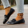 thumbnail image 6 of Womens Flat Leather Loafers Cute Bowknot WideToe Box Non Slip Work Shoes Lightweight Slip On Casual Dress Loafer Black Size 6, 6 of 9