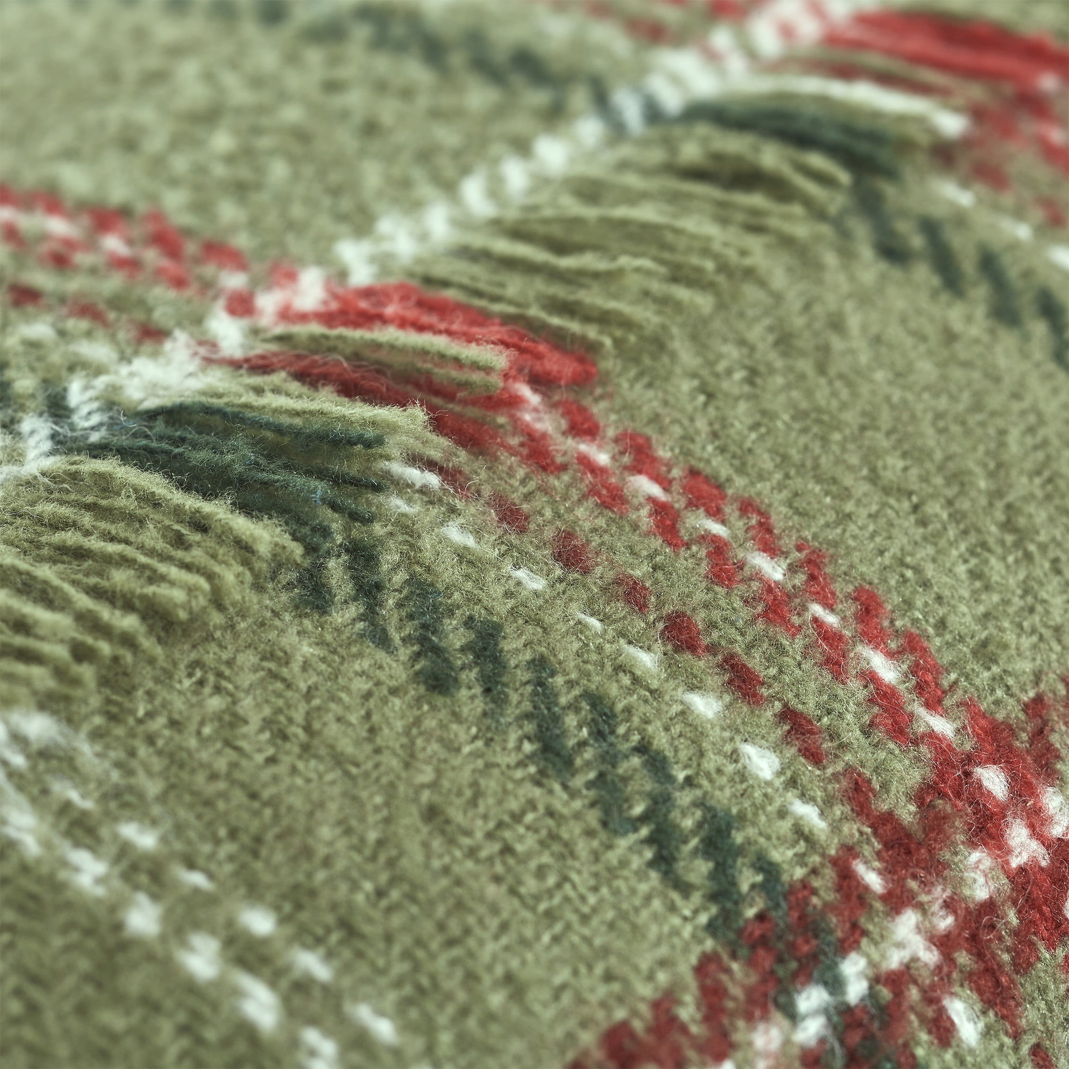 Better Homes & Gardens 14" x 20" Green Mohair Plaid Holiday Decorative Pillow