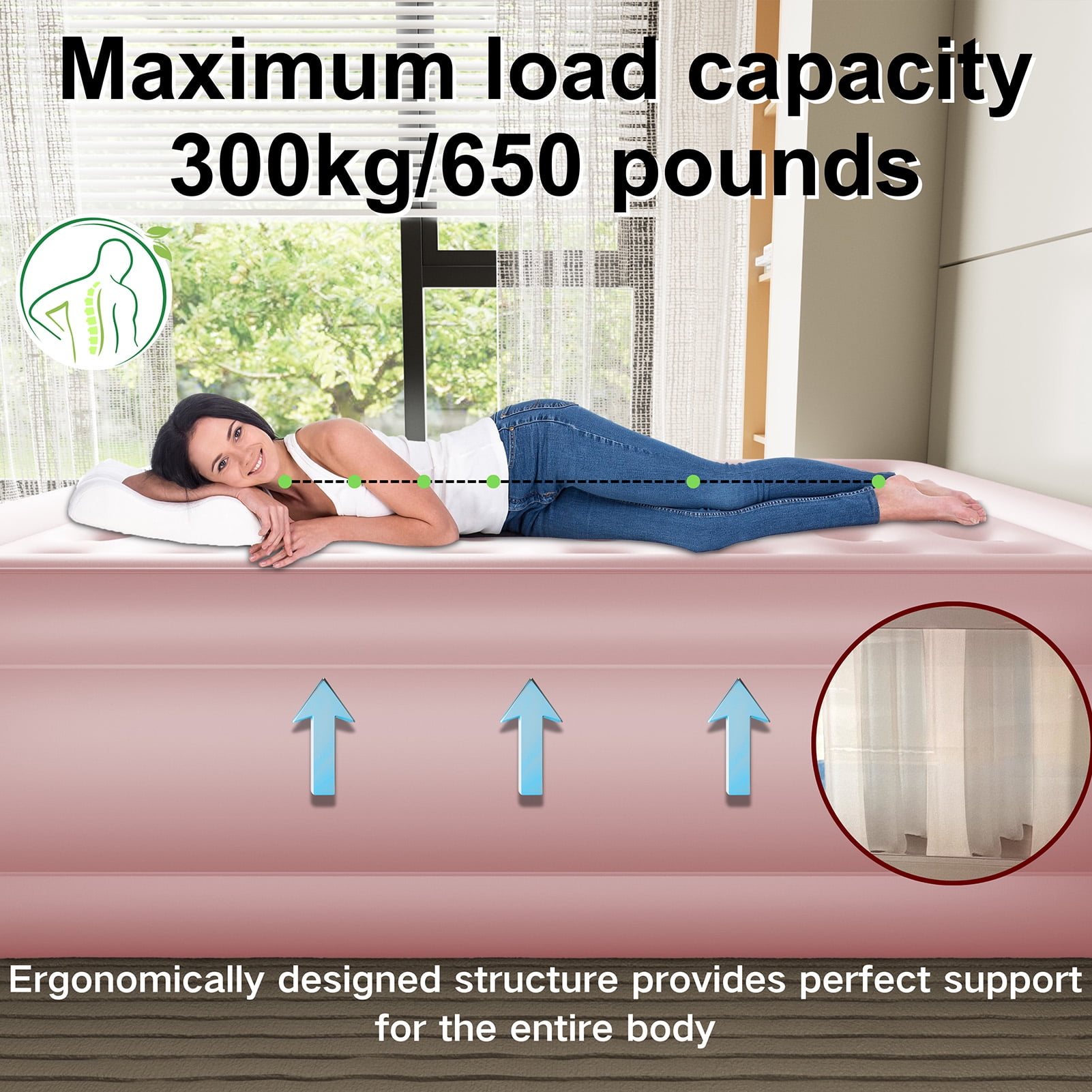 Air Mattress with Built-in Wireless Pump,22''Fast & Easy Inflation/Deflation Inflatable Mattress with Storage Bag, Inflatable Bed for Home, Camping & Guests