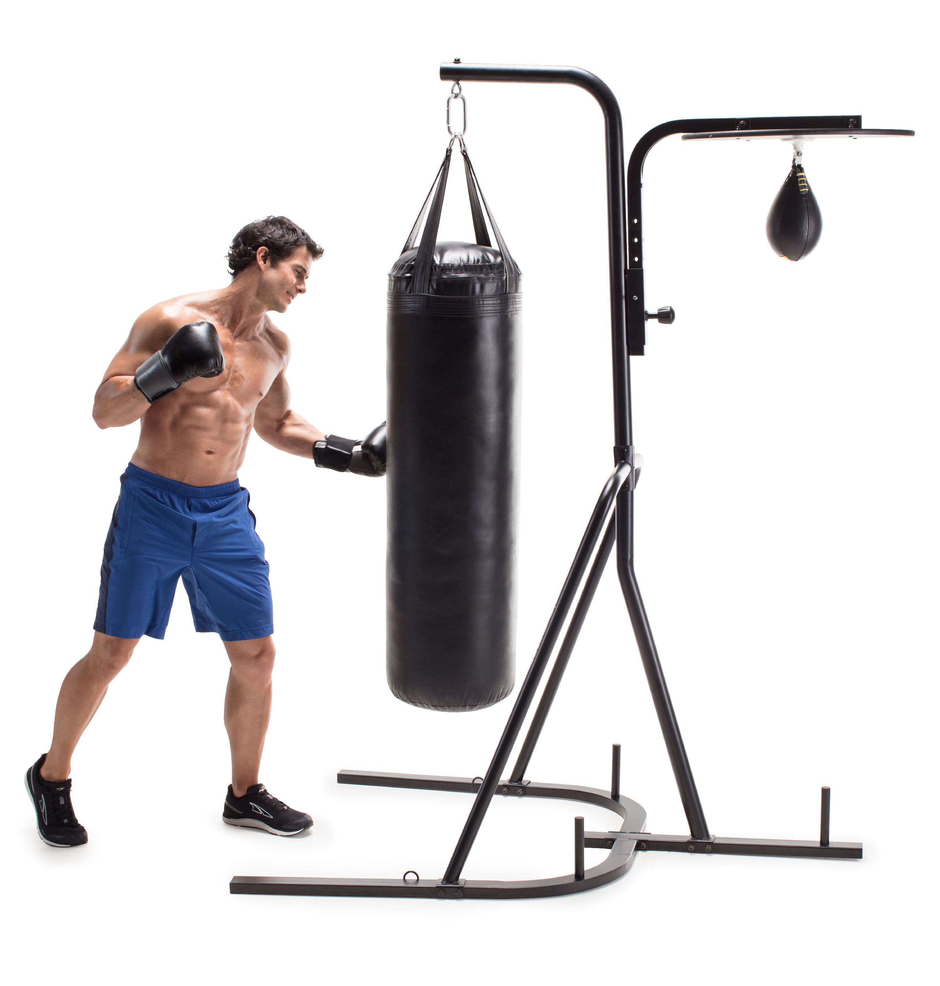 Gold's Gym Dual-Station Heavy Bag Boxing Stand with Steel Frame ...