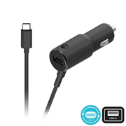 Motorola TurboPower 36 Duo USB-C Car Charger- 18W USB-PD Fixed Type C Cable   18W QC3.0 USB-A Port Simultaneous Turbo Charging for Motorola One, Moto Z, Z2, Z3, Z4, X4, G8, G7, G6 (Not G6 Play)