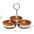 thumbnail image 3 of IH Casa Decor Natural Acacia Wood With Hammered Nickel 3 Section Server, 3 of 5