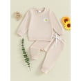 thumbnail image 2 of Bslissey Toddler Baby Girls 2Pcs Fall Outfits Long Sleeve Daisy Embroidered Sweatshirt Tops + Jogger Pants Sets Infant Spring Casual Daily Clothes 0-3 Years, 2 of 9