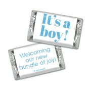 100 ct It's a Boy Birth Announcements Wrappers for Hershey Miniatures Candy, (100 Wrappers) - Blue Baby Shower Favors for Guests - Candy Not Included