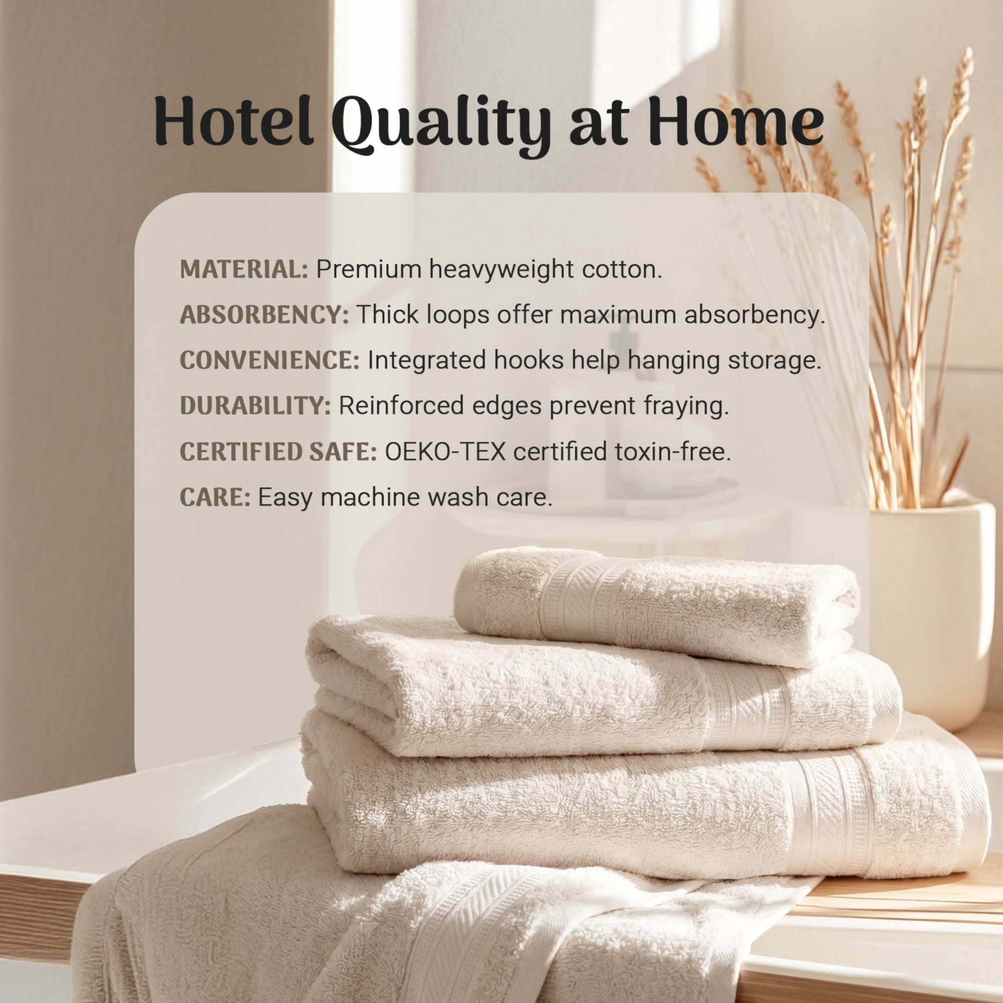 Superior Atlas Heavyweight Plush 3 Piece Cotton Towel Set, Blush