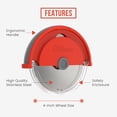 thumbnail image 2 of Chef Pomodoro Pizza Cutter Wheel with Protective Cover Blade Guard, Easy to Clean, 4-Inch Super Sharp Slicer, Stainless Steel Kitchen Gadget, Pizza Making Accessories (Orange), 2 of 6