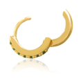 thumbnail image 3 of 18K Yellow Gold Plated Sterling Silver with Green Nano Stones Huggie Earrings, 3 of 7