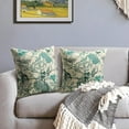 thumbnail image 3 of Vintage Floral Bird Pillow Covers 18x18 Inch Set of 2 Teal Flowers Leaves Decorative Throw Pillows for Couch Chinoiserie Square Pillow Cases Home Decor for Sofa Bed Porch Living Room Outdoor, 3 of 6