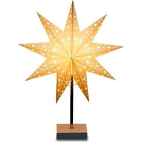 9 Point Star Paper Lantern, Collapsible Handmade Hollow Star Paper Lantern Lampshades with Desk Lamp Holder for Christmas Study Room,Living Room,Bedroom Party Decor