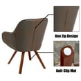 thumbnail image 6 of Kithkasa Swivel Desk Task Chair No Wheels,Suede Solid Back Wood Legged,Brown, 6 of 9