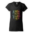 thumbnail image 2 of Wild Bobby, Jesus Is The Way John 14:6 Bible Verse, Inspirational/Christian, Women Standard V-Neck Tee, Black, Small, 2 of 3