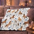 thumbnail image 6 of Playful Horse Watercolor Pattern Hearts Horseshoes, Rustic Farmhouse Horse Scene, Warm Flannel Blanket for Ranch House and Living Room, Horse Lovers Housewarming Gift, Rustic Home Decor, 6 of 9