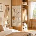 thumbnail image 4 of SLYNSHome 12 Pocket Wall Hanging Organizer,Khaki Fabric Foldable Wall Mount Storage Bag For Bedroom, Bathroom, Kitchen And Door Sundry Storage, 4 of 8