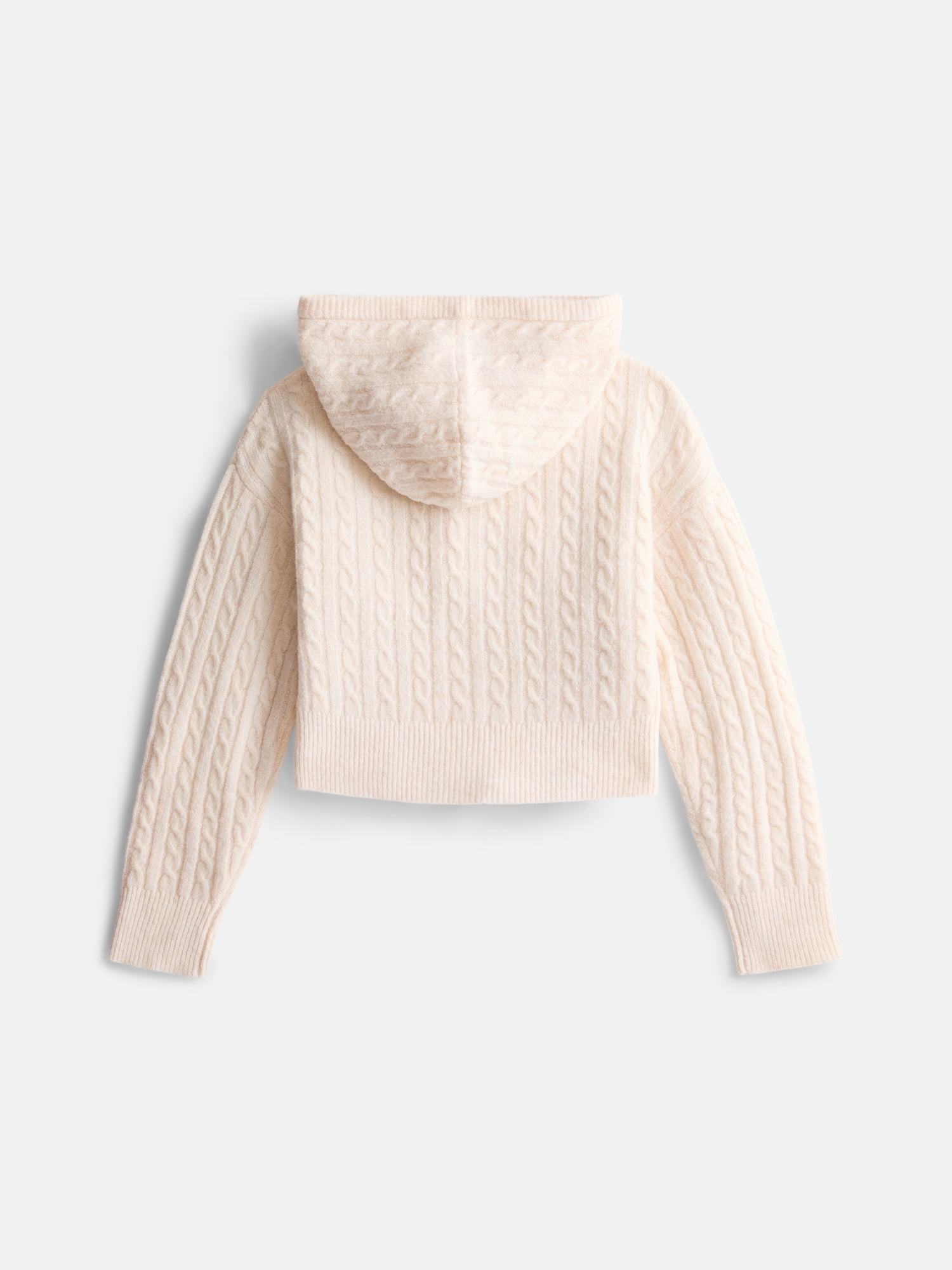 Weekend Academy Girls Full Zip Cable Knit Hoodie with Long Sleeves, Sizes 4-18