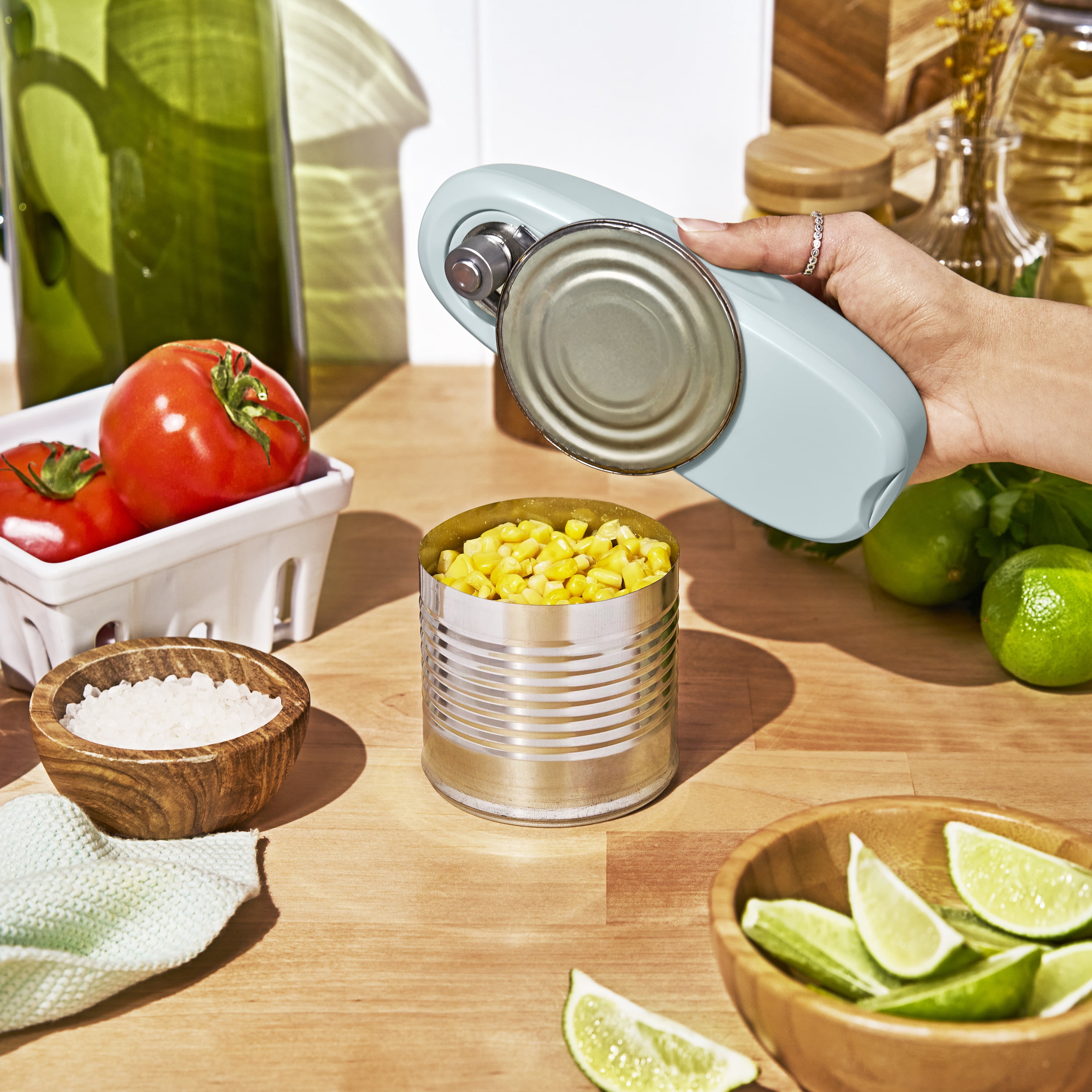Beautiful Hands-Free Automatic Battery Powered Electric Can Opener, Hydrangea by Drew Barrymore