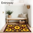 thumbnail image 3 of ODIKA 5'x7' Machine Washable Non-Slip Area Rug, Sunburst Floral Medallion Burgundy Garden Waterproof Patio Deck High Traffic Rug, Yellow, 67068, 3 of 7