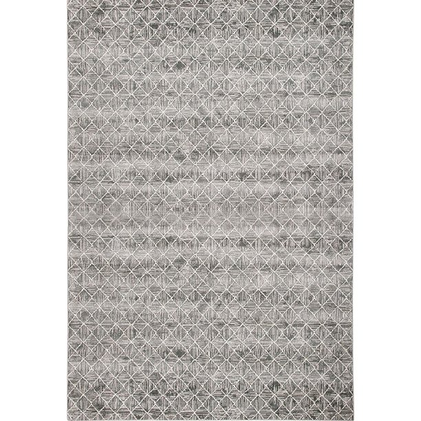 90 X 63 Inch Rug with Diamond Tweed Pattern and Jute Backing, Light