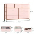thumbnail image 3 of White Dresser for Bedroom, 10 Drawers Dresser for 55'' Long TV Stand, Storage Organizer for Closet, Living Room, Entryway, Fabric Dresser, Wood Top, Metal Frame, 3 of 8