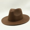 thumbnail image 3 of Yuanlong Fedora Hat Womens And Mens Wide Brim Woven Straw Jazz Hat Spring Summer Fashion UV Protection Classic Beach Cap, 3 of 4