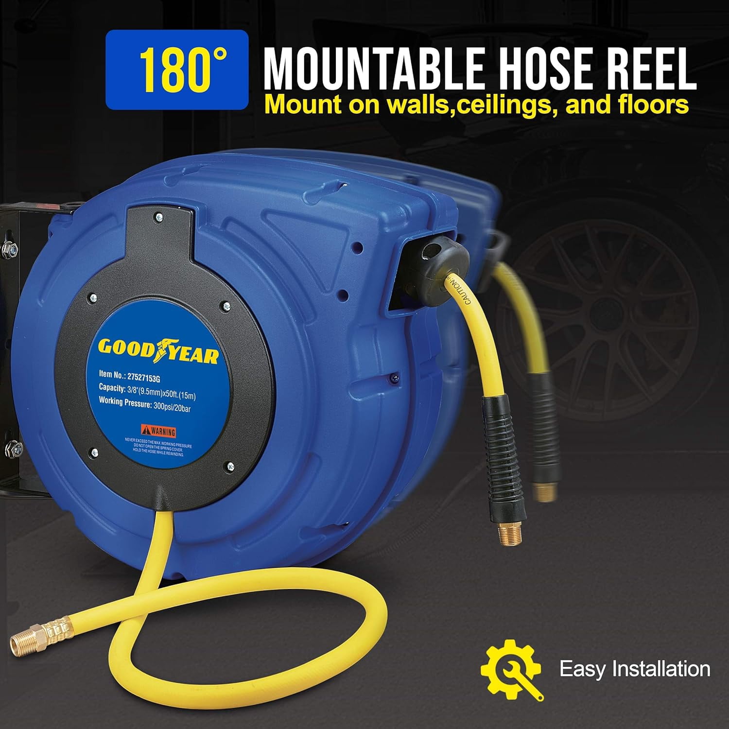 Goodyear TRI-GUR009 0.37 in. x 65 ft. Retractable Air-Hose Reel