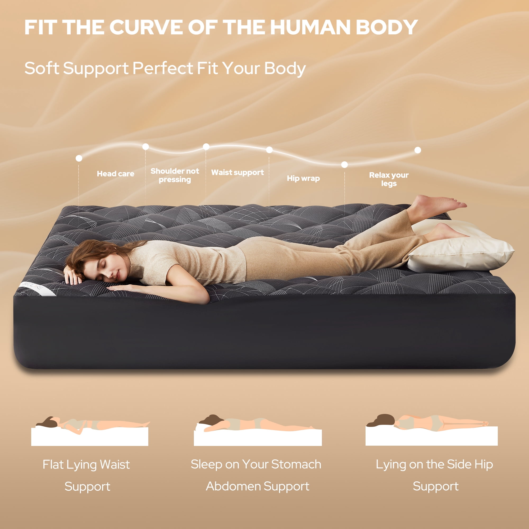 BEDLORE Queen Size Mattress Topper, Soft Pillow Top Mattress Pad for Back Pain Relief, Fluffy Breathable Mattress Cover with 6-18 Inches Deep Pocket