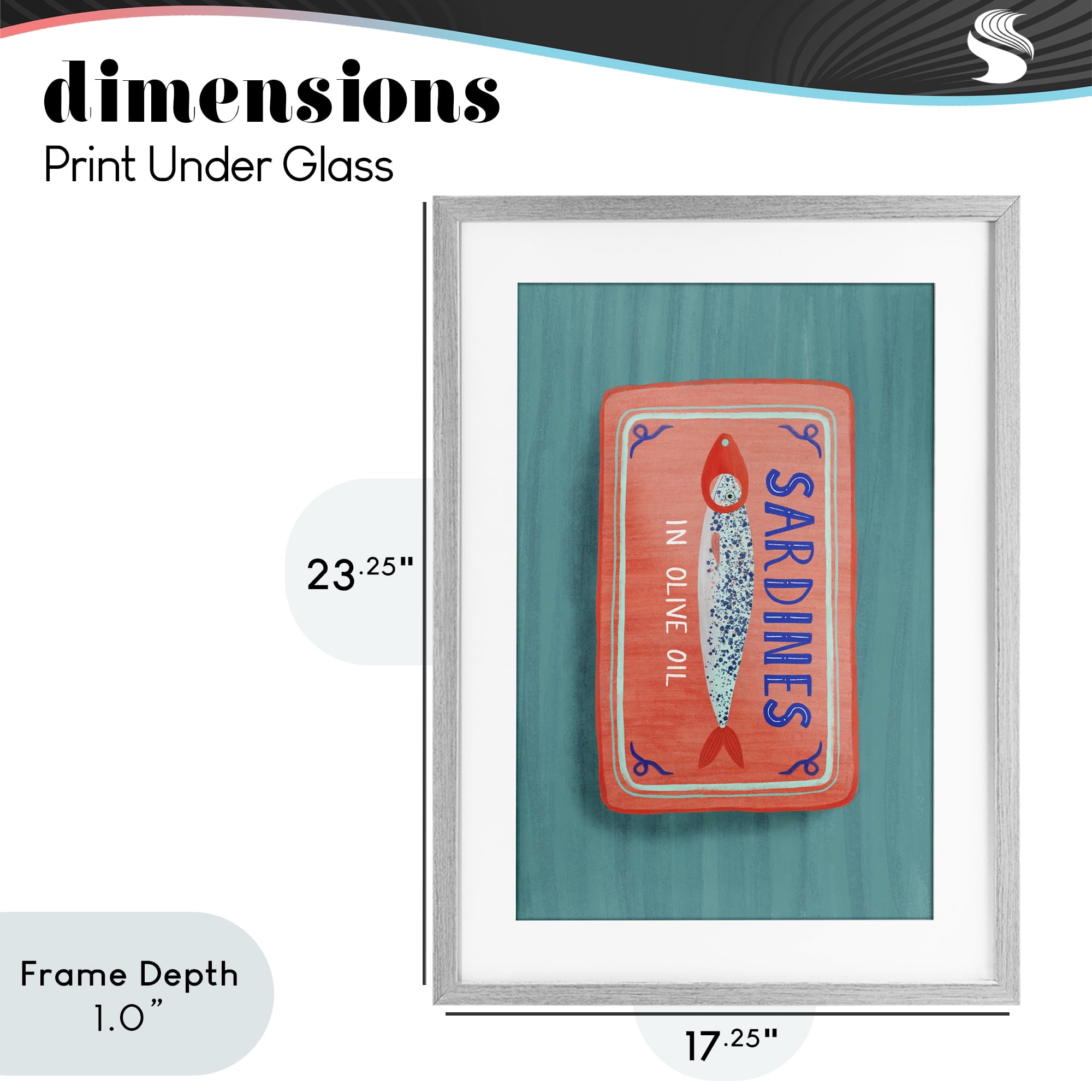 Stupell Industries Sardines Olive Oil Seafood Gray Framed Print Under Glass, design by Metka Hiti