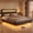 Gray, variant on Afuhokles Queen Floating Bed Frame with LED Lights Headboard, USB-C/A Power Combo, Upholstered Platform Bed, Dark Gray