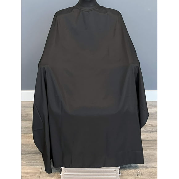 TRU BARBER Capa de silicona para el cuello, poliéster, capa ligera, capa profesional, capa de corte para peluquería, capa de peluquero, sin logotipo, 50 "" x 58 (negro)