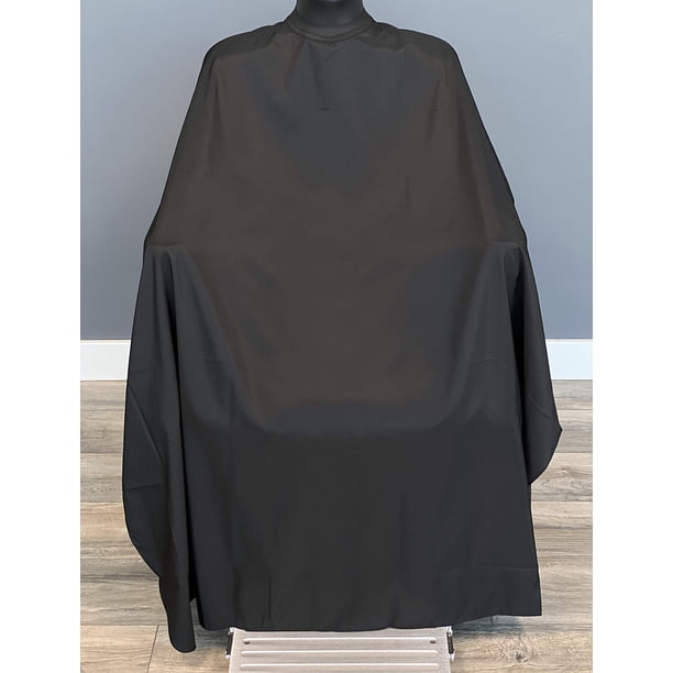 TRU BARBER Capa de silicona para el cuello, poliéster, capa ligera, capa profesional, capa de corte para peluquería, capa de peluquero, sin logotipo, 50 "" x 58 (negro)