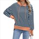 thumbnail image 1 of Sudadera de Rayas de Gran Tamaño para Mujer, Sudadera con Capucha de Bloques de Color, Jersey de Larga, Ropa Y2K Gris Azulado M, 1 of 10