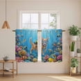 thumbnail image 2 of Ocean Diving Cat Kitchen Curtains 45 Inch Length, Coastal Coral Fish Marine Life Tiers Curtains for Bathroom Bedroom Cafe, Light Filtering Small Window Treatment Short Drapes 2 Panels 42"Wx45"L, 2 of 8