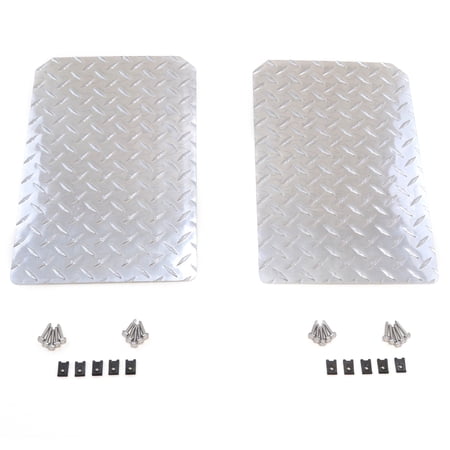 Premium Heavy Duty Universal 10 x 16 Inches Mud Flaps Splash Guards Modern Rectangular Style Front or Rear Diamond Tread Aluminum Left and Right Pair 2pc Set with Hardware Kit