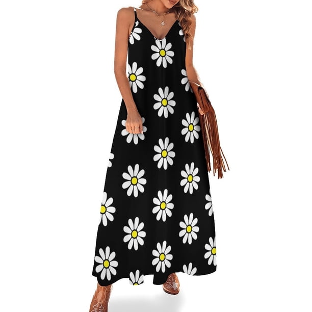 Vestido sin mangas estilo hippie retro vintage de los años 60 y 70 con diseño de flores Happy Daisy Flower Power, vestidos para mujer, vestidos de playa