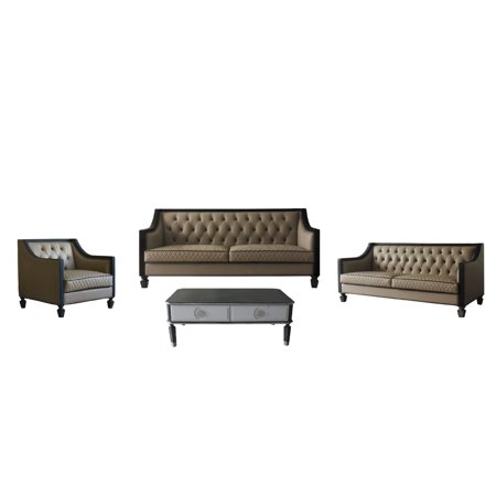 Tan Sofa + Loveseat + Chair + Coffee Table by Acme House Beatrice 58815-4pcs