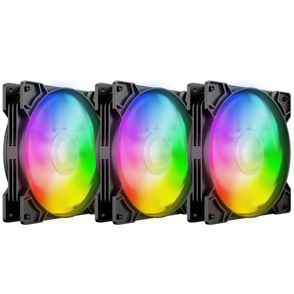 Elegant Choice for PC Case Fans 120mm RGB, Quiet Cooling, Black, 3 Pack