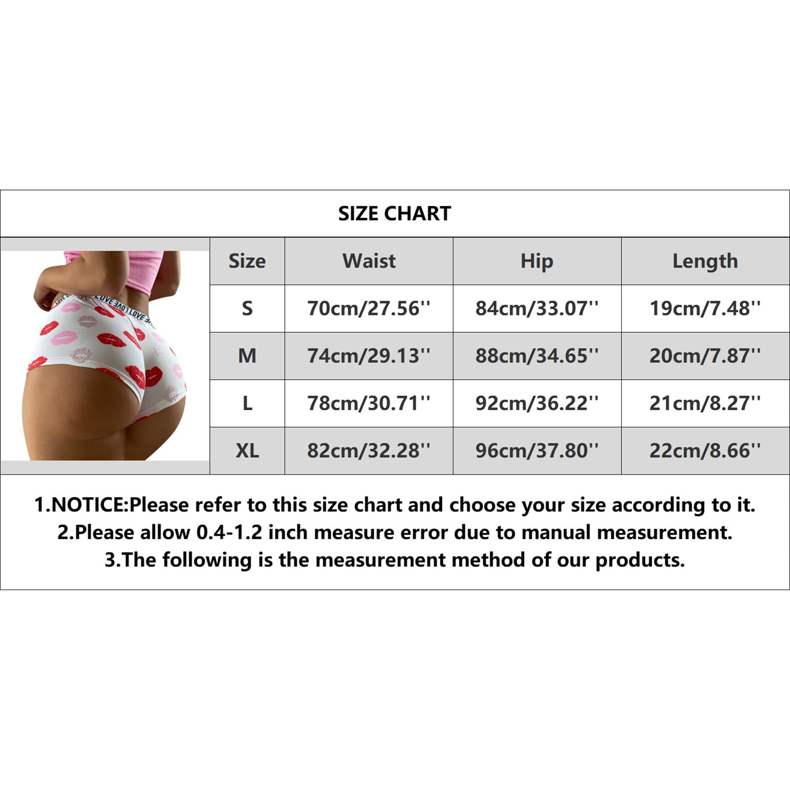 Fabiurt Culottes pour Femmes 1 Pieces Femmes Impression Lingerie Taille Basse Culottes Sous Vetements Rouge