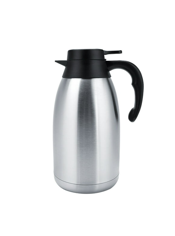 Insulated Vacuum Jug - 2 Litre Food Grade Stainless Steel Thermal Carafe Double Walled Vacuum Insulated Coffee Pot with Press Button Top, 12-24 Hours Or More(2L)