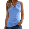 thumbnail image 2 of Womens Sleeveless Tank Tops Slim Fitted V Neck Draped Stretchy Side Elastic Band Summer Casual Ruched Tops, 2 of 9