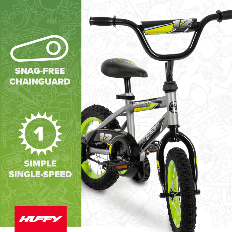 Huffy 12 in. Rock It Kids Bike with Training Wheels, Grey Matte