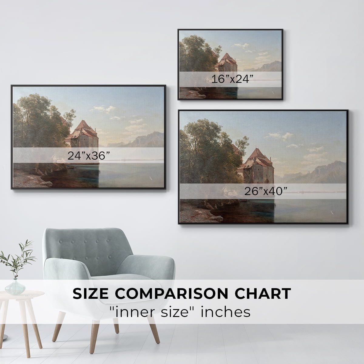 Vintage Landscape-CCCL By Wexford Home Framed in Black Wood Gallery Wrapped Canvas 25 in. x 37 in.