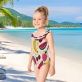 thumbnail image 5 of Girls Ruffled One Piece Swimsuit Summer Beach Vacation Swimwear Tank Swimsuit Watermelon and Cherries, 5 of 8