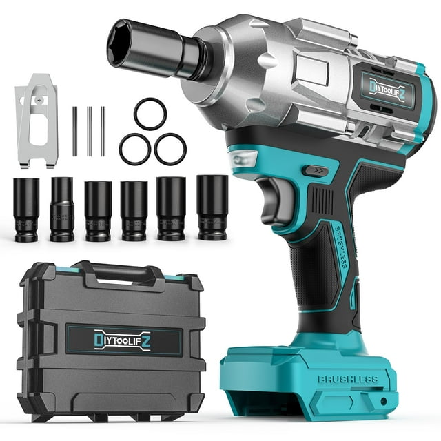 Llave de impacto inalámbrica DIYToolifz 1/2 pulgada 18 V 1200 N.m