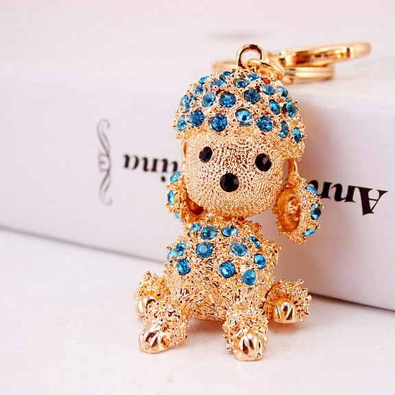 COSMOBETTY Cherry Shape Fashion Cute Keychain Charms 1Pack Blue Zinc Alloy Rhinestone Pendant for Girls Women present Giving