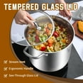 thumbnail image 6 of Coliware Large Stock Pot, 12 QT Trip-Ply Bottom Stainless Steel Cooking Pot with Tempered Glass Lid, Soup Pasta Cookware Compatible with Gas Induction Electric Stoves, Ollas de Cocina, 6 of 8