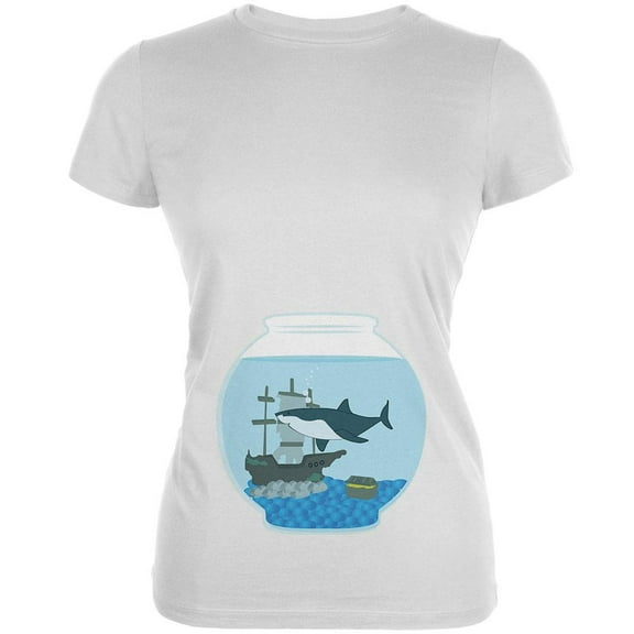 Fish Bowl Cute Shark Tank Juniors Soft T Shirt White SM
